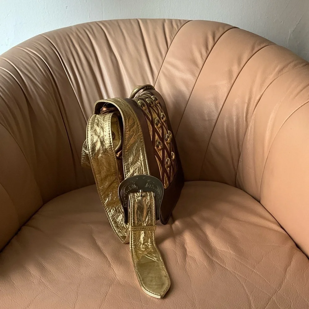 Studded bronze gold western bag - Picture 3 of 8